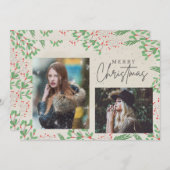 Prettig kerstfeest Twee foto's Feestdagenkaart (Voorkant / Achterkant)