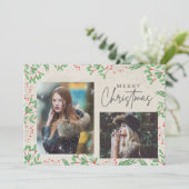 Prettig kerstfeest Twee foto's Feestdagenkaart (Staand voorkant)