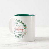 Prettig kerstfeest tweekleurige koffiemok (Voorkant links)