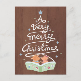 Prettig kerstfeest Typografie Mooie rendieren kers Feestdagenkaart