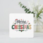 Prettig kerstfeest Typografie ontwerp Feestdagenkaart (Staand voorkant)