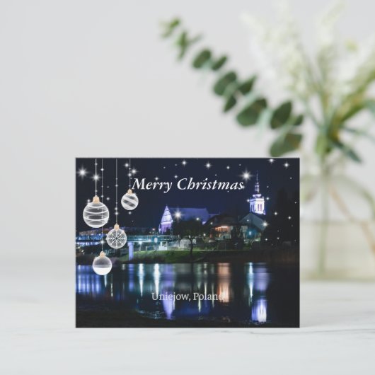 Prettig kerstfeest - Unijow, Lodz, Polen Briefkaart (Staand voorkant)