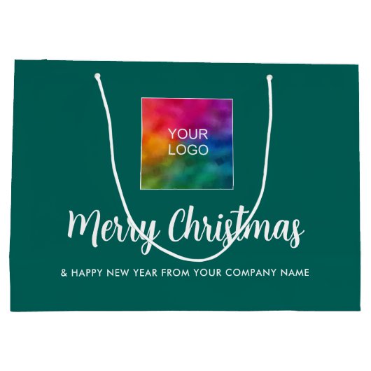 Prettig Kerstfeest Uw Bedrijfslogo Hier Aangepast Groot Cadeauzakje (Achterkant)