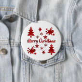 Prettig kerstfeest, Vakantie Rood Design, Ronde Button 4,0 Cm (In situ)