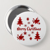 Prettig kerstfeest, Vakantie Rood Design, Ronde Button 4,0 Cm (Voorkant /achterkant)