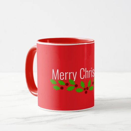 Prettig kerstfeest, vakantie rood, mok (Voorkant links)