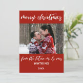 Prettig kerstfeest van Aankomend heer en mevrouw F Feestdagenkaart (Staand voorkant)