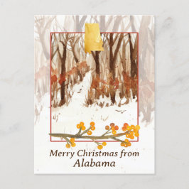 Prettig kerstfeest van Alabama Bomen Winter Sneeuw Feestdagenkaart