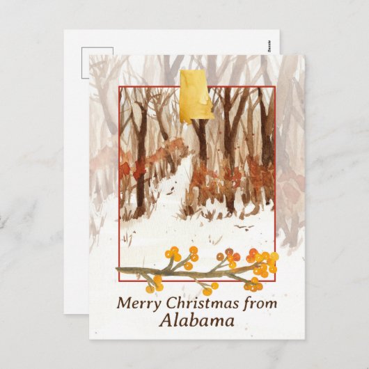 Prettig kerstfeest van Alabama Bomen Winter Sneeuw Feestdagenkaart (Voorkant / Achterkant)