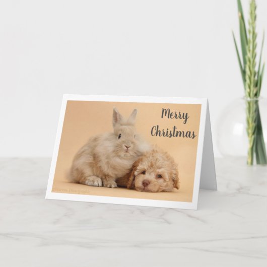**PRETTIG KERSTFEEST** van BUNNY & PUPPY Feestdagen Kaart (Voorkant)
