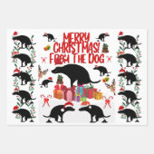Prettig kerstfeest van de hond inpakpapier vel (Voorkant 3)