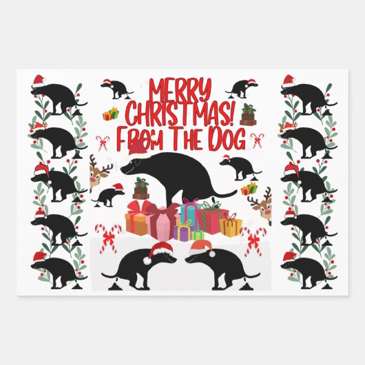 Prettig kerstfeest van de hond inpakpapier vel (Voorkant)