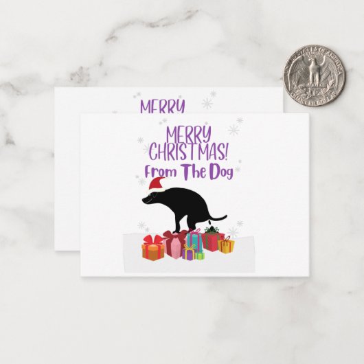 Prettig kerstfeest van de hond notitiekaartje (Voorkant / Achterkant in situ)