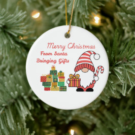 Prettig kerstfeest van de Kerstman die cadeaus bre Keramisch Ornament