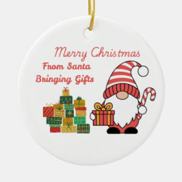 Prettig kerstfeest van de Kerstman die cadeaus bre Keramisch Ornament