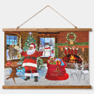 Prettig kerstfeest van de Kerstman Hangend Wandkleed