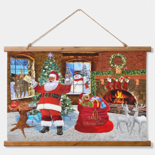 Prettig kerstfeest van de Kerstman Hangend Wandkleed (Voorkant)