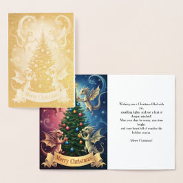 Prettig kerstfeest van de Ornament Draken Folie Kaarten