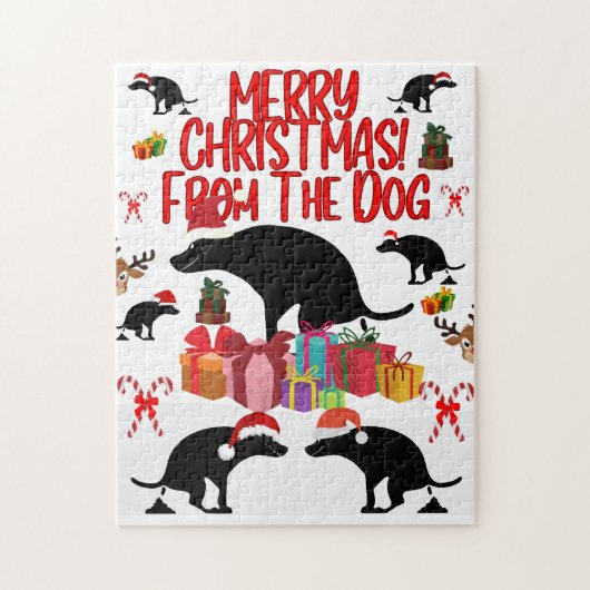Prettig kerstfeest van de Poepende Hond - Grappig Legpuzzel (Verticaal)