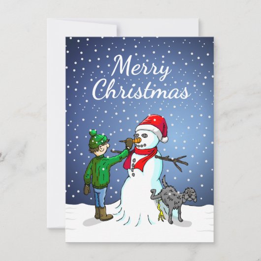 Prettig kerstfeest van de sneeuwman kerstkaart (Voorkant)