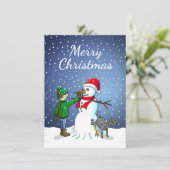 Prettig kerstfeest van de sneeuwman kerstkaart (Staand voorkant)