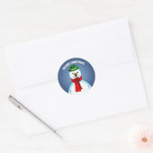 Prettig kerstfeest van De Sneeuwman Ronde Sticker (Envelop)