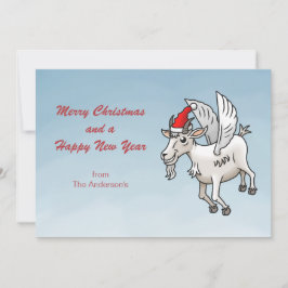 Prettig kerstfeest van de vliegende geit feestdagenkaart