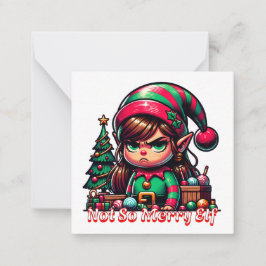 Prettig kerstfeest van deze kleine chagrijnige elf notitiekaartje
