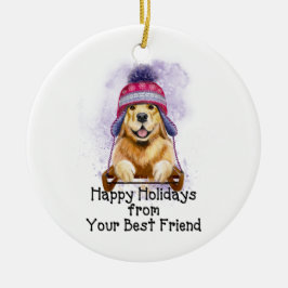 Prettig kerstfeest van je beste vriend, Golden Keramisch Ornament