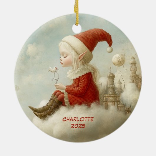 Prettig kerstfeest van je Noorderlicht Elf | Schat Keramisch Ornament (Achterkant)