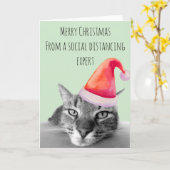 Prettig kerstfeest van kat met expertise in social kaart (Gele Bloem)