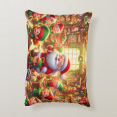 Prettig kerstfeest van kerstman en zijn elfen  accent kussen (Achterkant (Verticaal))