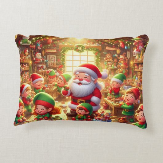 Prettig kerstfeest van kerstman en zijn elfen  accent kussen (Achterkant)