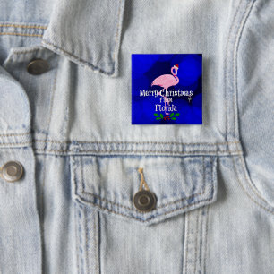Prettig kerstfeest van Kerstman Flamingo Vierkante Button 5,1 Cm