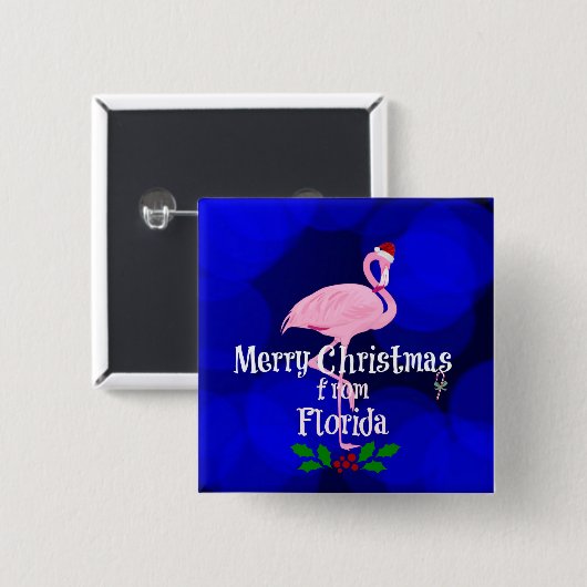Prettig kerstfeest van Kerstman Flamingo Vierkante Button 5,1 Cm (Voorkant /achterkant)