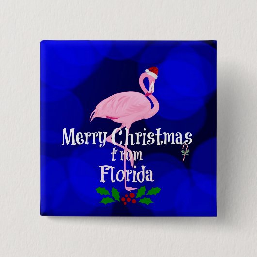 Prettig kerstfeest van Kerstman Flamingo Vierkante Button 5,1 Cm (Voorkant)
