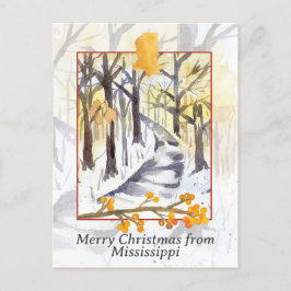 Prettig kerstfeest van Mississippi Bomen Winter Sn Feestdagenkaart