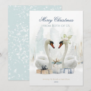 Prettig Kerstfeest van Ons Beiden Zwanen Kerstkaar Feestdagenkaart