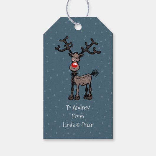 Prettig kerstfeest van Rudolph Cadeaulabel (Voorkant)