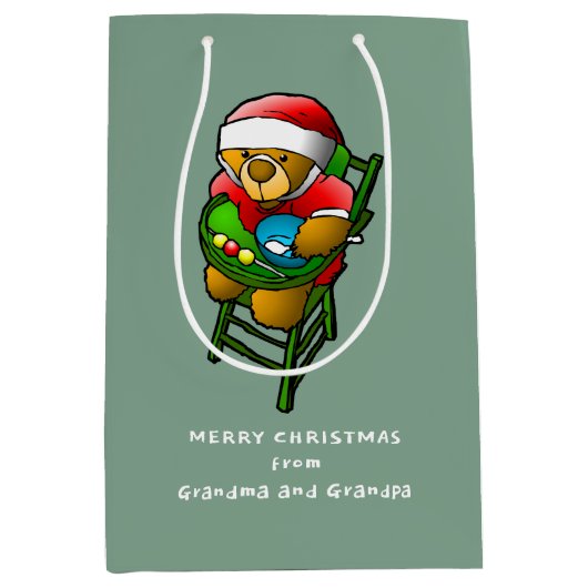 Prettig kerstfeest van Teddybeer Medium Cadeauzakje (Voorkant)