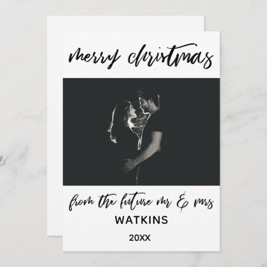 Prettig kerstfeest van toekomstige mijnheer en mev feestdagenkaart (Voorkant / Achterkant)