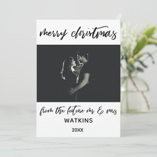Prettig kerstfeest van toekomstige mijnheer en mev feestdagenkaart (Staand voorkant)
