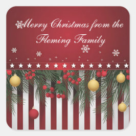 Prettig kerstfeest van (uw familie) vierkante sticker