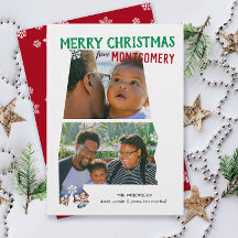 Prettig kerstfeest vanuit Alabama Tweefoto kerstka