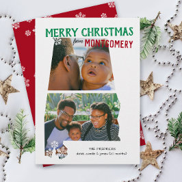 Prettig kerstfeest vanuit Alabama Tweefoto kerstka Feestdagenkaart