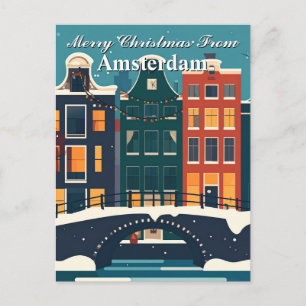 Prettig kerstfeest vanuit Amsterdamse grachtenpand Briefkaart
