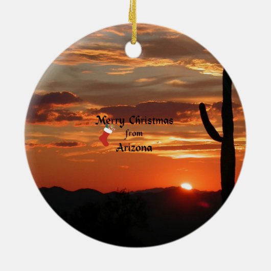 Prettig kerstfeest vanuit Arizona Keramisch Ornament (Achterkant)