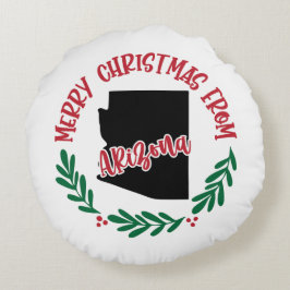 Prettig kerstfeest vanuit Arizona Rood Groen Rond Kussen