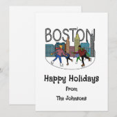 Prettig kerstfeest vanuit Boston Feestdagenkaart (Voorkant / Achterkant)