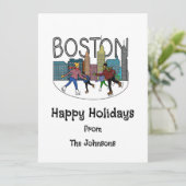 Prettig kerstfeest vanuit Boston Feestdagenkaart (Staand voorkant)